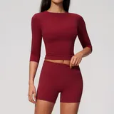 GS8455-4 · Cherry Red Cherry Red Women's Fitness Outdoor Performance Yoga Activewear Set Fitted