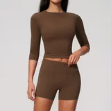 GS8455-5 · Chocolate Brown Chocolate Brown Women's Fitness Outdoor Performance Yoga Activewear Set Fitted
