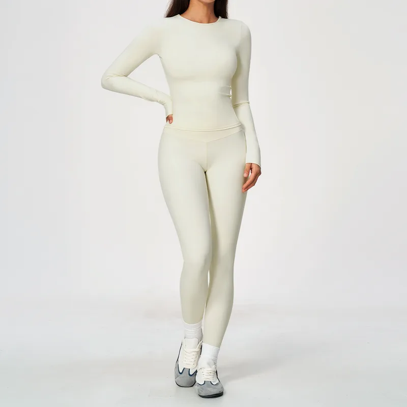 Women's Brushed Fitted Yoga Activewear Set Long Sleeve