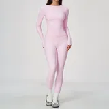Falling Blossom Pink Women's Brushed Fitted Yoga Activewear Set Long Sleeve