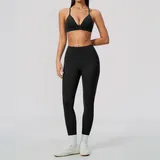 GS8793-2 · Jet Black Jet Black Women's Brushed Stretch Yoga Activewear Set 2 Piece