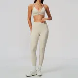 GS8793-3 · Oat Apricot Oat Apricot Women's Brushed Stretch Yoga Activewear Set 2 Piece