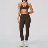 GS8793-5 · Espresso Black Espresso Black Women's Brushed Stretch Yoga Activewear Set 2 Piece