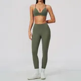 Forest Green Women's Brushed Stretch Yoga Activewear Set 2 Piece