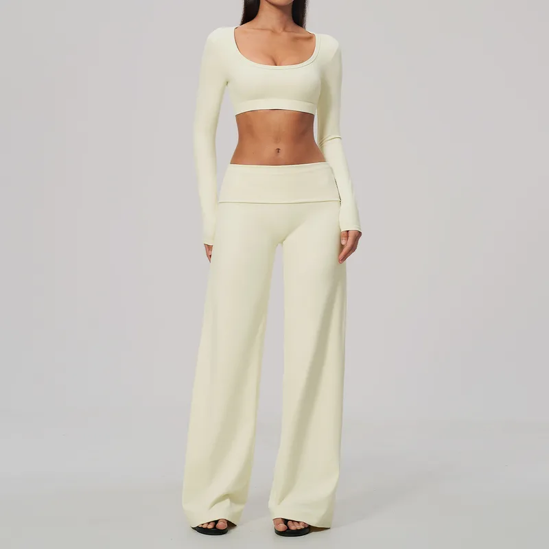 Tummy Control Breathable Women's Yoga Set Wide Leg