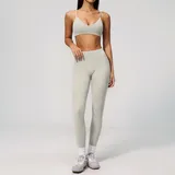 Pearl Grey Women's Yoga Activewear Set Fitness Outdoor High Waist