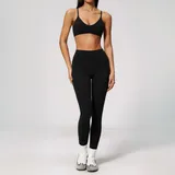 GS9616-2 · Jet Black Jet Black Women's Yoga Activewear Set Fitness Outdoor High Waist