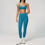 Peacock Blue Women's Yoga Activewear Set Fitness Outdoor High Waist