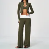 GS9666-1 · Misty Pine Green Misty Pine Green Women's Butt Lifting Yoga Set Long Sleeve Breathable