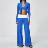 GS9666-3 · Electric Blue Electric Blue Women's Butt Lifting Yoga Set Long Sleeve Breathable