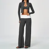 GS9666-4 · Inkstone Grey Inkstone Grey Women's Butt Lifting Yoga Set Long Sleeve Breathable