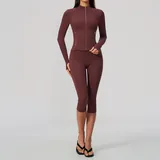 HS5529-4 · Wine Red Wine Red Women's Yoga Set High Waist Breathable High Waist