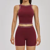 JS3562-1 · Retro Red Retro Red Women's Fitted Yoga Activewear Set Bare Feel Slimming