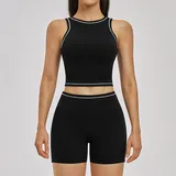 Jet Black Women's Fitted Yoga Activewear Set Bare Feel Slimming