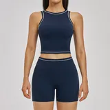 JS3562-3 · Abyss Blue Abyss Blue Women's Fitted Yoga Activewear Set Bare Feel Slimming
