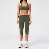JS3588-1 · Moss Green Moss Green Women's Backless Yoga Activewear Set Quick Dry Fitted