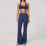 Hazy Dai Blue Tummy Control Women's Yoga Set 2 Piece Backless