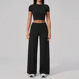 JS4539-2 · Black Red Clash Black Red Clash Women's Running Performance Yoga Activewear Set 2 Piece