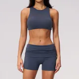 JS5529-2 · Navy Blue Navy Blue Women's Yoga Activewear Set 2 Piece Backless Fitted