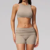 Linen Women's Yoga Activewear Set 2 Piece Backless Fitted