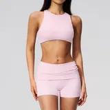 Falling Blossom Pink Women's Yoga Activewear Set 2 Piece Backless Fitted