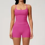 JS5555-1 · Millennial Pink Millennial Pink Women's Yoga Set Butt Lifting Outdoor Tank Brushed