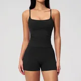JS5555-2 · Jet Black Jet Black Women's Yoga Set Butt Lifting Outdoor Tank Brushed
