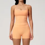 Warm Orange Women's Yoga Set Butt Lifting Outdoor Tank Brushed