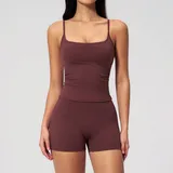 JS5555-4 · Wine Red Wine Red Women's Yoga Set Butt Lifting Outdoor Tank Brushed