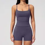 Cloud Purple Women's Yoga Set Butt Lifting Outdoor Tank Brushed