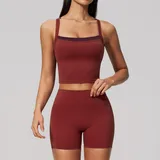 JS6116-4 · Red Bean Red Bean Cross Back Running Women's Yoga Set Cross Back