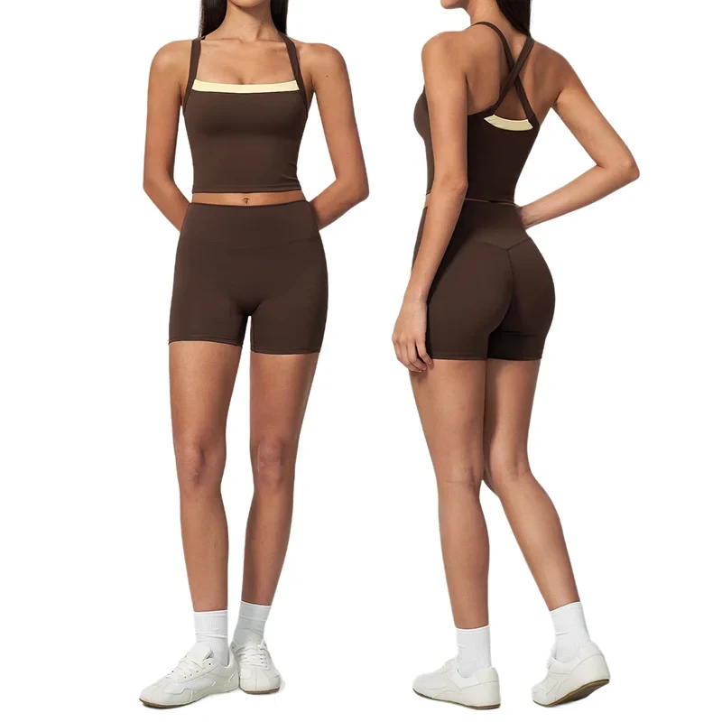 Cross Back Running Women's Yoga Set Cross Back