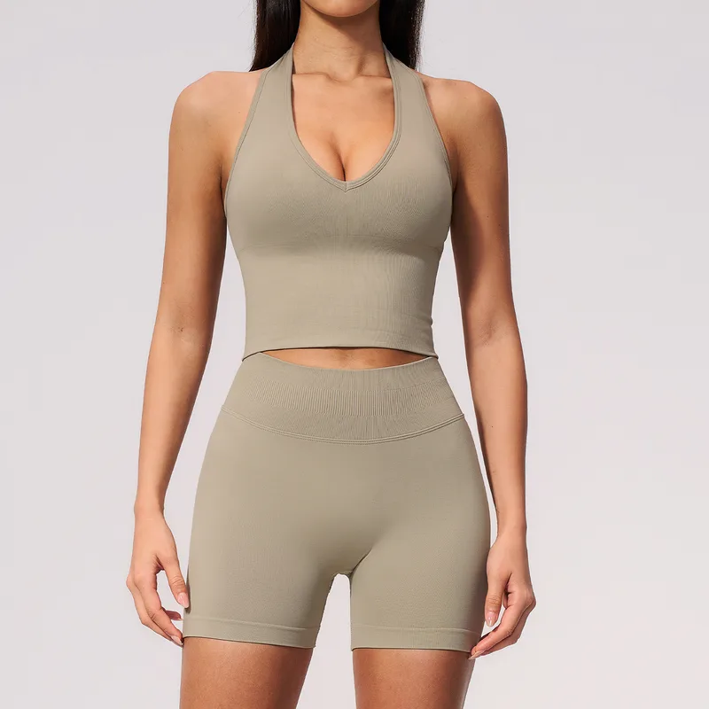 Women's Halter Neck Fitness Yoga Activewear Set Seamless