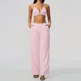 Falling Blossom Pink Women's Backless Pilates Yoga Activewear Set 2 Piece