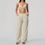 JS8793-3 · Oat Apricot Oat Apricot Women's Backless Pilates Yoga Activewear Set 2 Piece