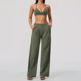Forest Green Women's Backless Pilates Yoga Activewear Set 2 Piece