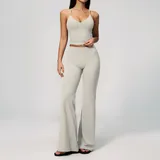 Pearl Grey Women's Running Pilates Yoga Activewear Set Quick Dry