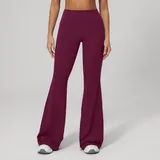 Dark Purple Red Wide Leg Yoga Pants Flared Brushed Slimming Fitted
