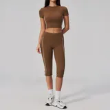Tea Brown Butt Lifting Women's Yoga Activewear Set Butt Lifting