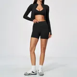 Jet Black High Stretch Women's Yoga Set 3 Piece Breathable