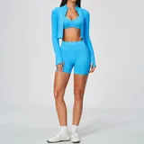 Sky Azure High Stretch Women's Yoga Set 3 Piece Breathable