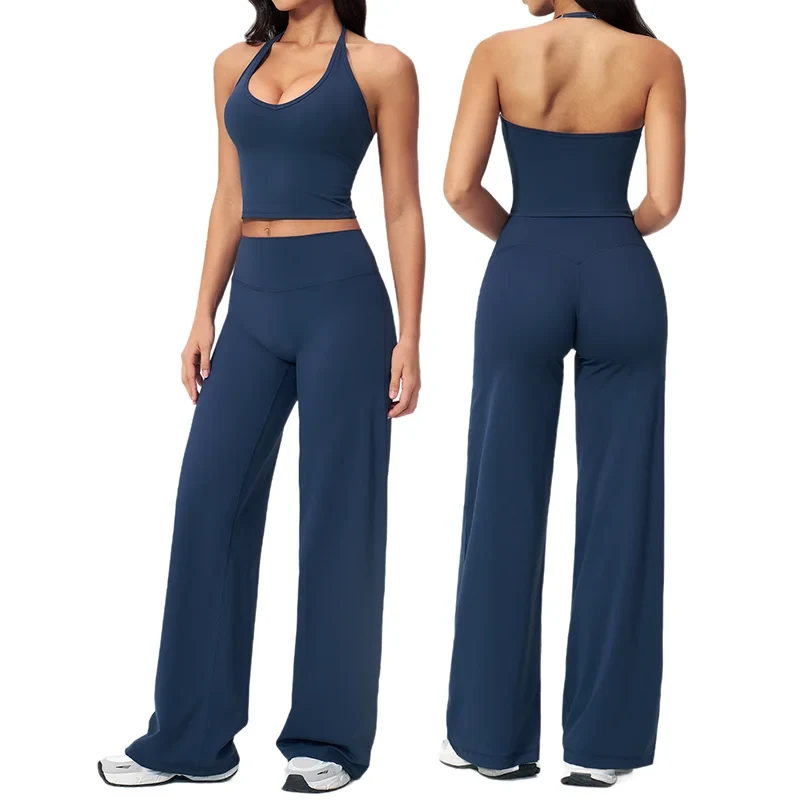 Women's Backless Casual Yoga Activewear Set Wide Leg