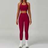 Rose Red Slim Fit Running Women's Yoga Set Long Sleeve