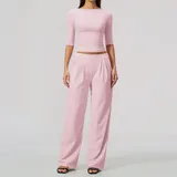 KS8793-1 · Falling Blossom Pink Falling Blossom Pink Women's Running Premium Yoga Activewear Set Quick Dry