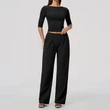 KS8793-2 · Jet Black Jet Black Women's Running Premium Yoga Activewear Set Quick Dry