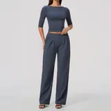 Navy Blue Women's Running Premium Yoga Activewear Set Quick Dry