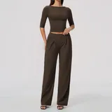 KS8793-5 · Espresso Black Espresso Black Women's Running Premium Yoga Activewear Set Quick Dry