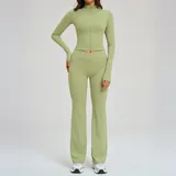 Bean Paste Green Running Training Yoga Activewear Set Bare Feel Women's
