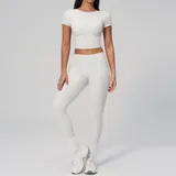 LS2551-1 · Pearl Grey Pearl Grey Brushed Women's High Waist Yoga Leggings Butt Lifting