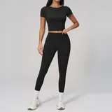 LS2551-2 · Jet Black Jet Black Brushed Women's High Waist Yoga Leggings Butt Lifting